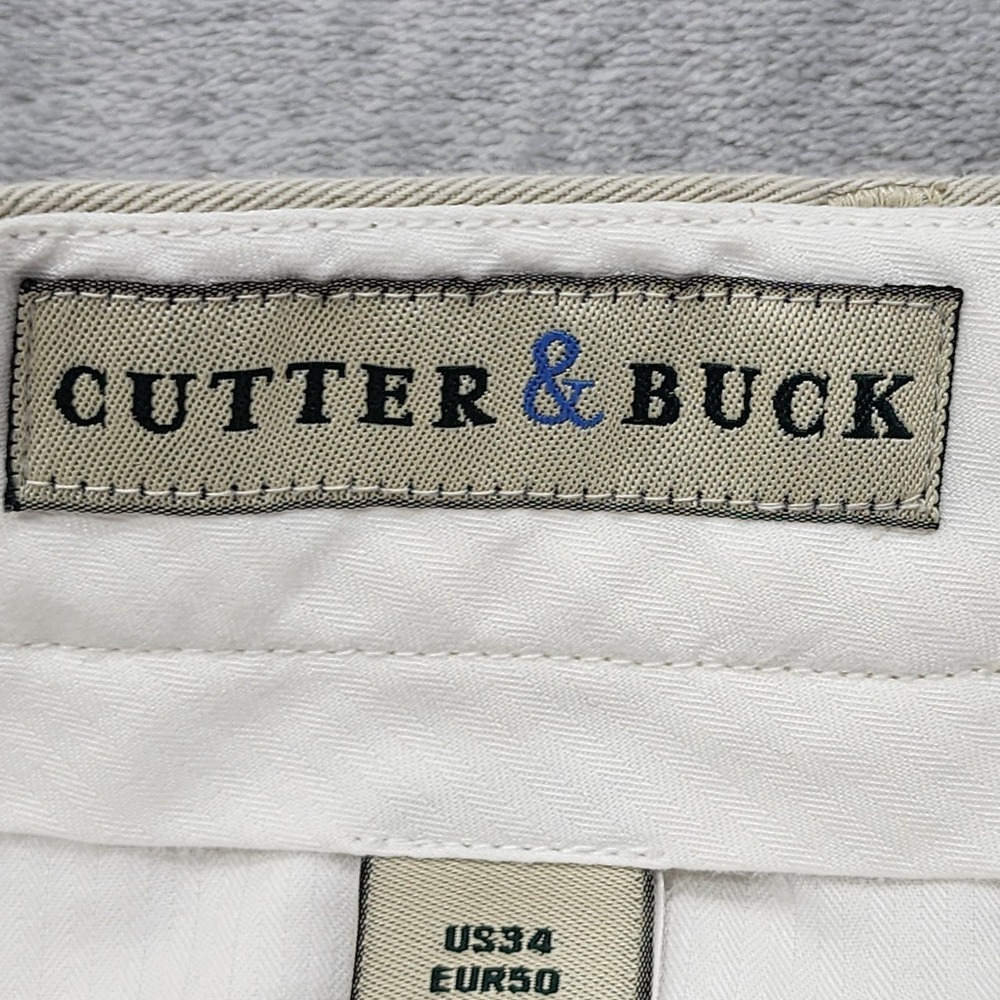 Cutter & Buck Shorts Mens 34 Beige Pleated Chino 10 Inseam Golf Casual Summer - Picture 3 of 12